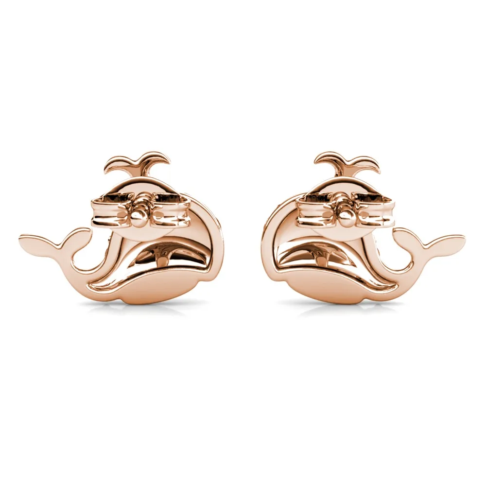 Trendy Ocean Whale Crystal Earrings Embellished with Swarovski Crystals Copper Fashion Jewelry Stylish Daily Party Gifts