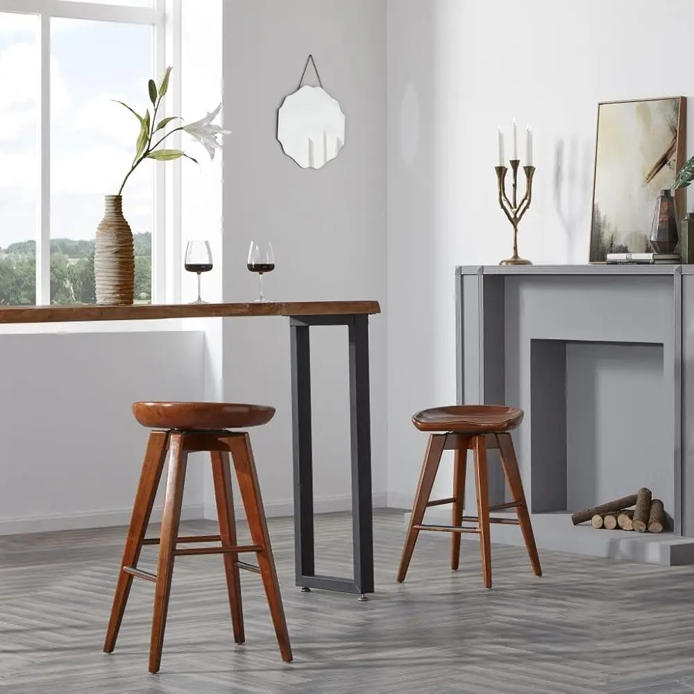 Bali Backl Swivel Bar Stool - Walnut