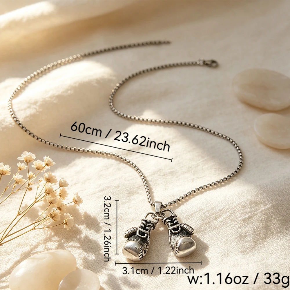 3D Boxing Glove Pendant Necklace, Available in Three Colors, Sports and Fitness Trendy Brand, Unisex Long Decorative Neck Chain