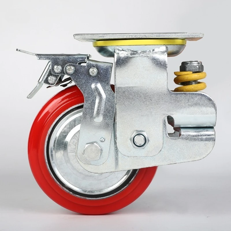 

Traction Shock Absorbing Caster Wear Resistant And Sturdy 6 Inch Iron Core PU Caster For Gate And Heavy Equipment Use