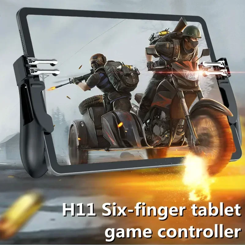 

H11 ABS Six Fingers Gamepad Joysticks Controller for PUBG Aim Shooting L1 R1 Free Fire Key Buttons for IPad Tablet Gaming Handle