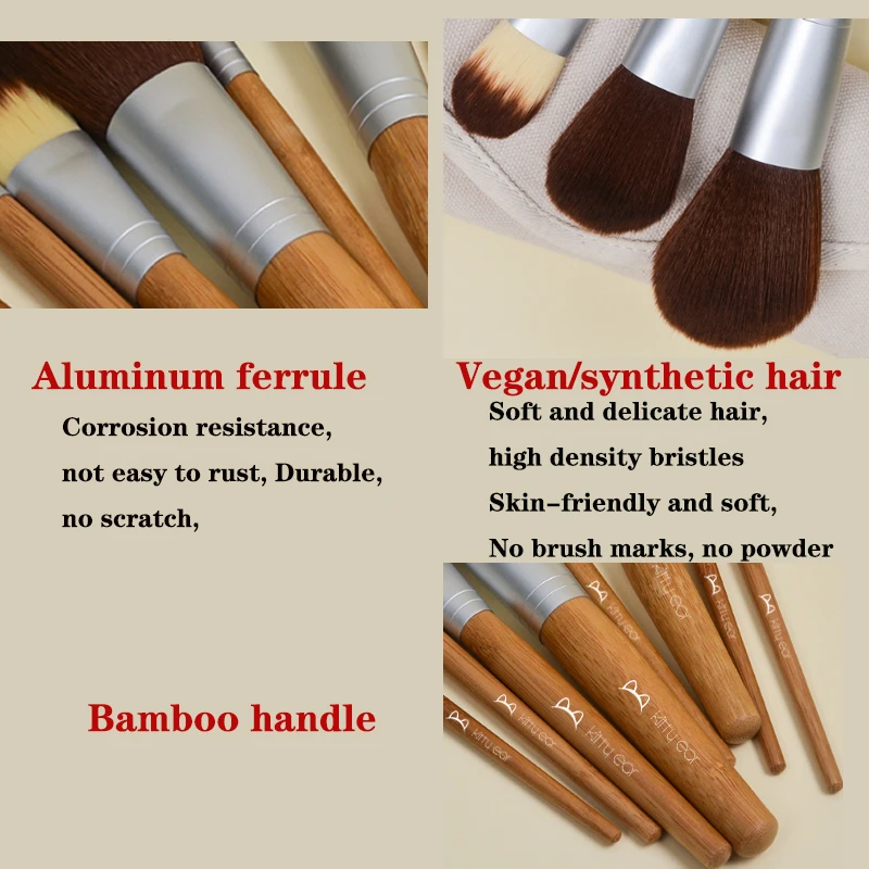 Makeup brush set 8 pieces foundation loose powder eye shadow eyebrow brush solid wood brush handle high quality beginners