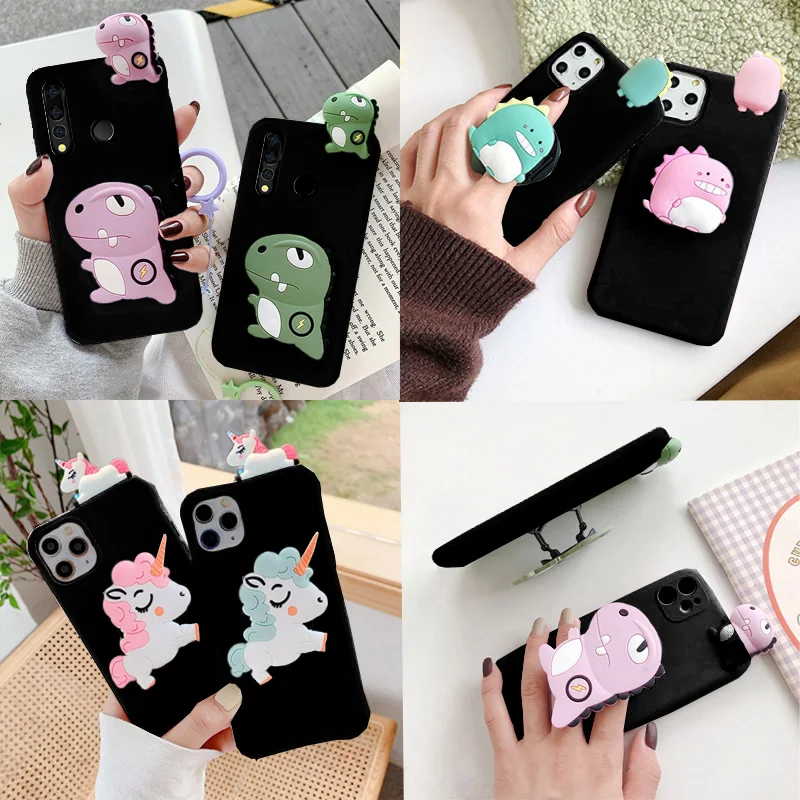 Cartoon Unicorn Horse Stand Holder Case For Motorola Moto G10 G20 G30 G6 G7 G8 G9 One Action Vision Marco Animals Soft TPU Cover