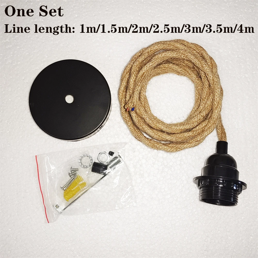 Jute RopePendant Lamp Ceiling Lighting Fitting E27 Lamp Holder Hanging Kits with Hemp Rope Braided Cable Bulb Holder Lamp Socket