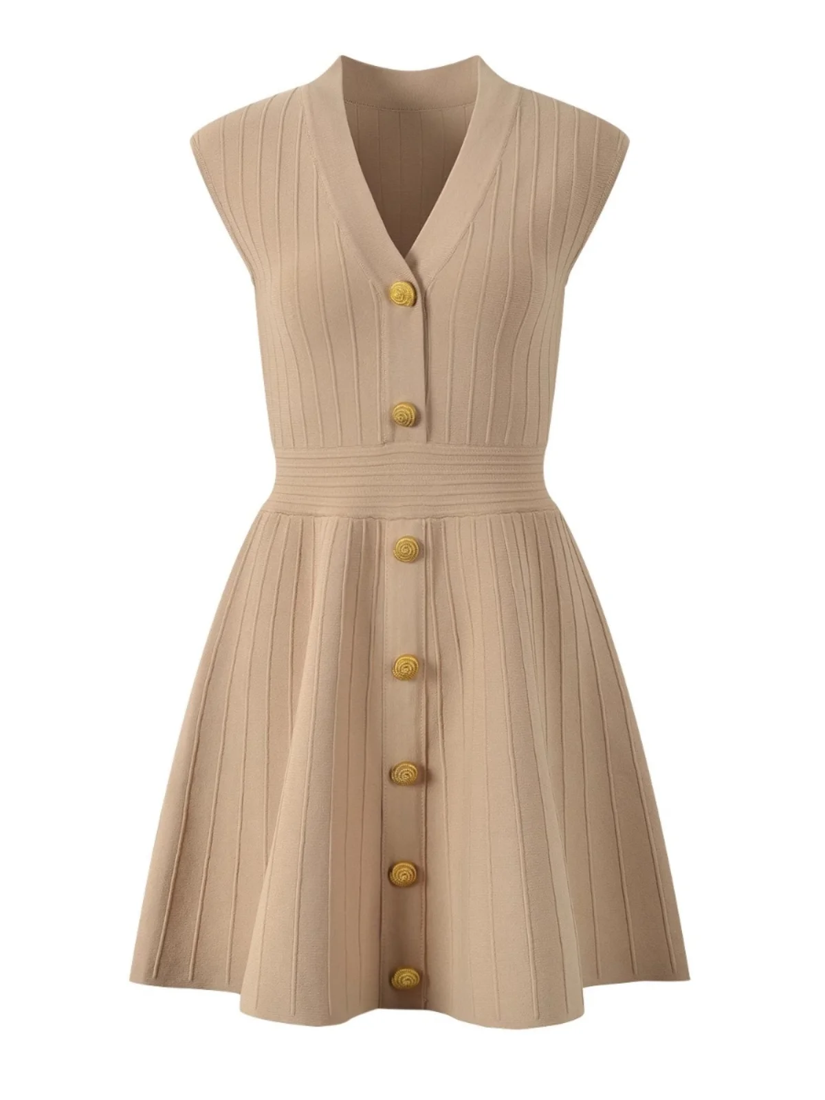 

Осенняя женская юбка А-силуэта с V-образным вырезом, металлическим декором и вертикальными полосками, модная, стройнящая