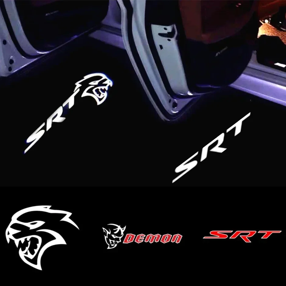 2 Luces LED de Proyección para Puerta de Coche, Luces de Bienvenida Decorativas, Lámpara de Cortesía con Logotipo para Dodge Charger, Avenger, Magnum, SRT, Hellcat