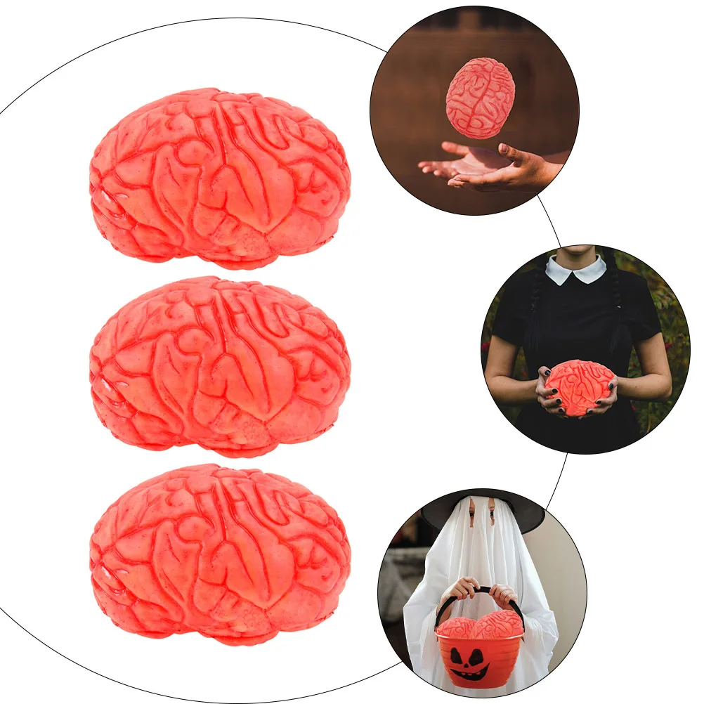 3 Stuks Vinyl Menselijke Hersenen Realistische Halloween Decoratie Scary Fake Brain Prop Spookhuis Menselijke Hersenen Party Accessoires
