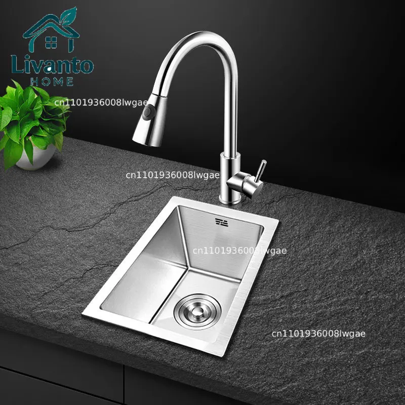 

Kitchen Thickened 304 Stainless Steel Handmade Small Size Sink Single Sink Vegetable Basin Embedded Mini Pool Under Counter