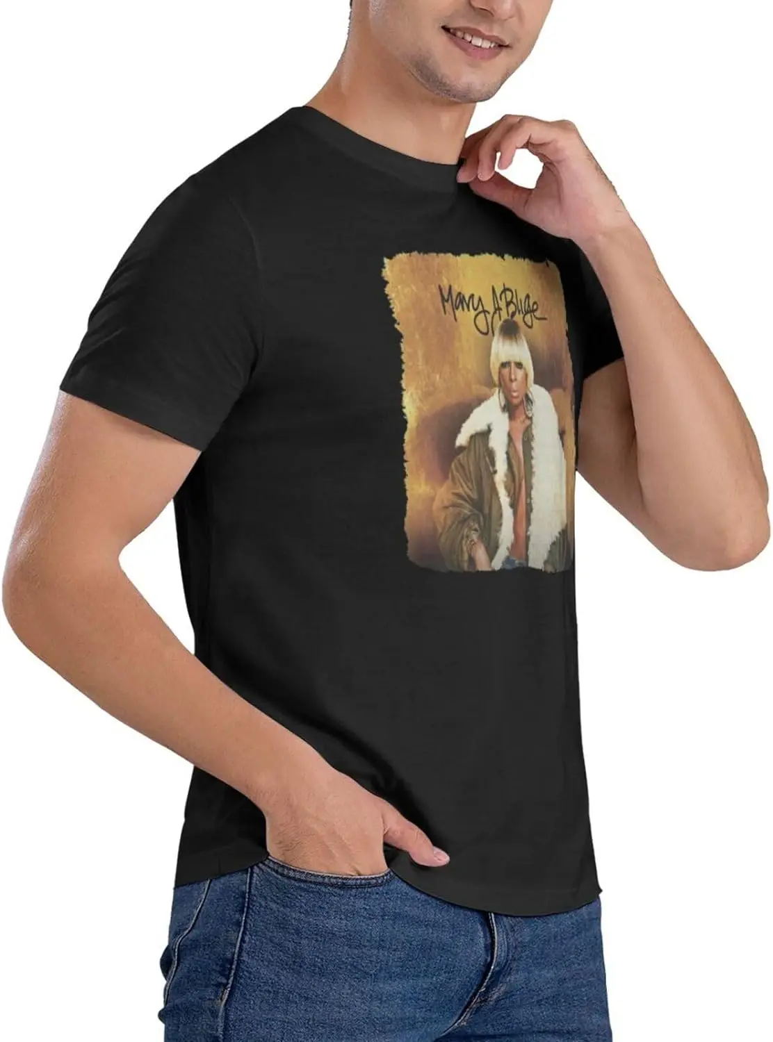 Men's Shirt Crew Tee Summer Cotton Casual Short Sleeves Shirts Tops Black