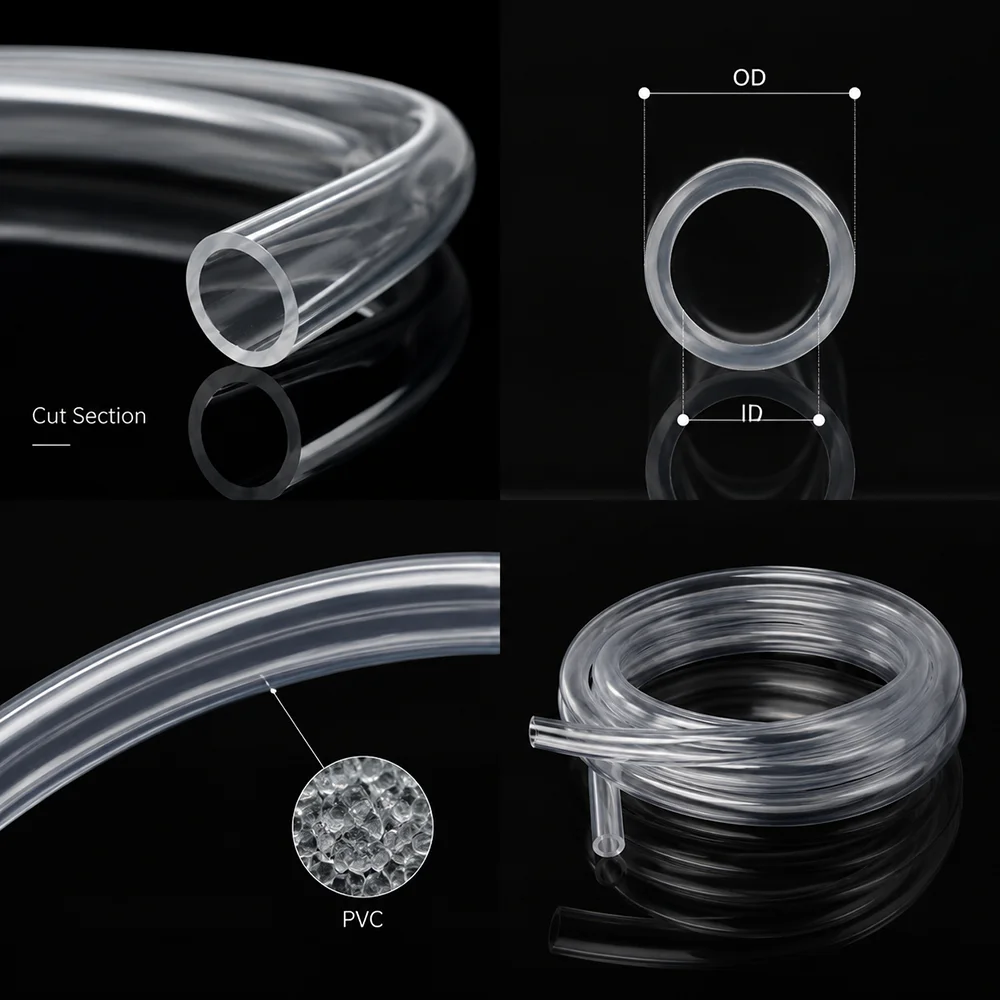 10M Transparent PVC Capillary Tube ID 0.8-3.0mm Lightweight and easy to cut installation/insulated and corrosion-resistant