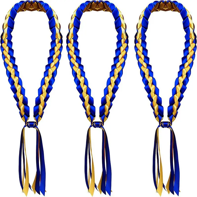 

3PCS Graduation Leis Polyester Graduation Lei For Graduation Braided Graduation Leis Class Of 2023 Graduation Ribbon Multi-Purpo