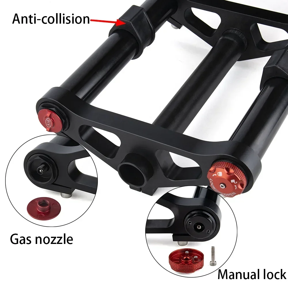 Bolany Double Shoulder Air Suspension Fatbike 26/20 Inch Mtb Rear Shock Absorber Fork For Fatbike 26x4 20x4 Electric Dirt Bike