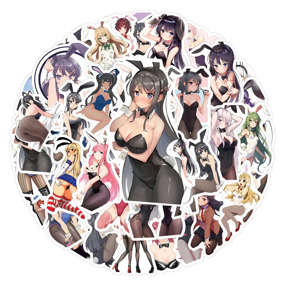 

10/30/60PCS Anime Hentai Bunny Girl Stickers for Laptop Motorcycle DIY Graffiti Decals Waifu Sexy Girls Sticker Toys Wholesale