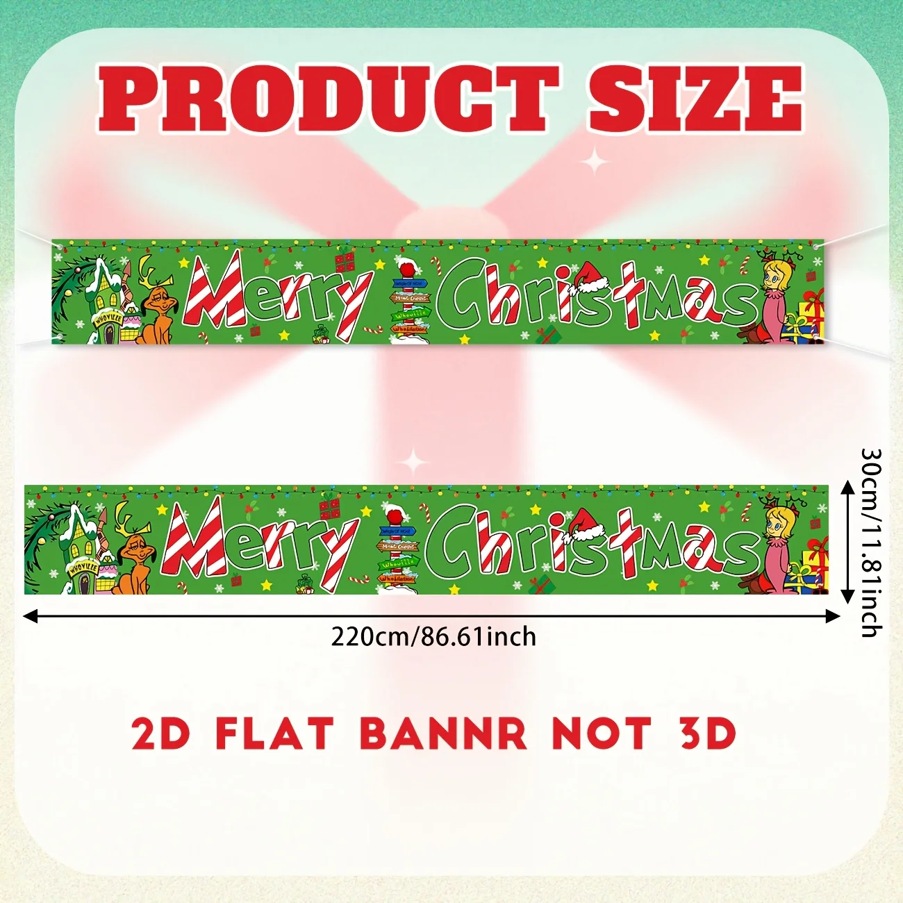 2D شقة راية عيد ميلاد سعيد سياج حزب راية Whoville الديكور عيد الميلاد الشتاء عطلة حزب العرض الأخضر ساحة الشرفة تسجيل Pho #2
