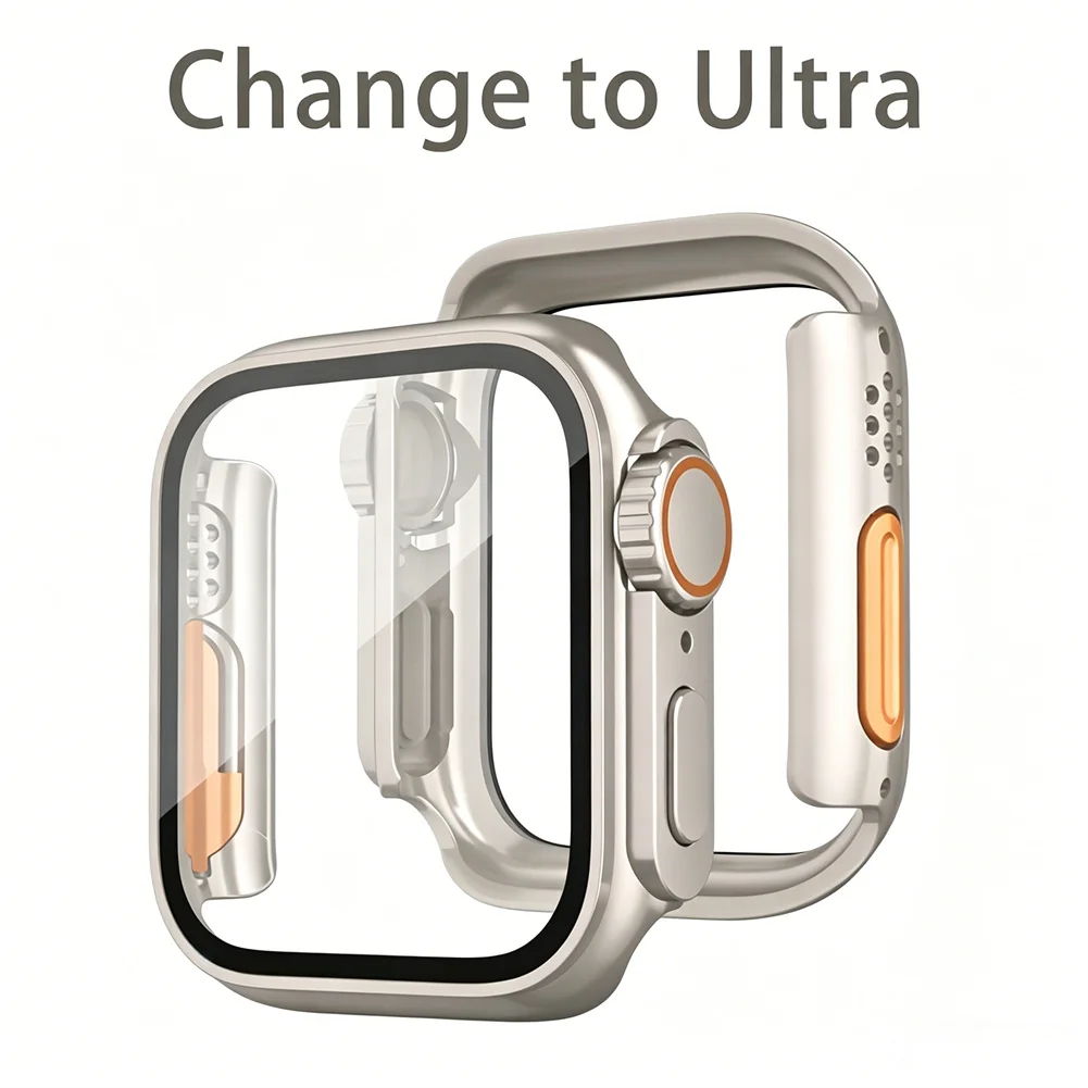 Change To Ultra Case For Apple Watch 44mm 45mm 41mm 40mm 42mm  Screen Protector Cover Bumper For iWatch Series 11 10 9 8 7 SE 6