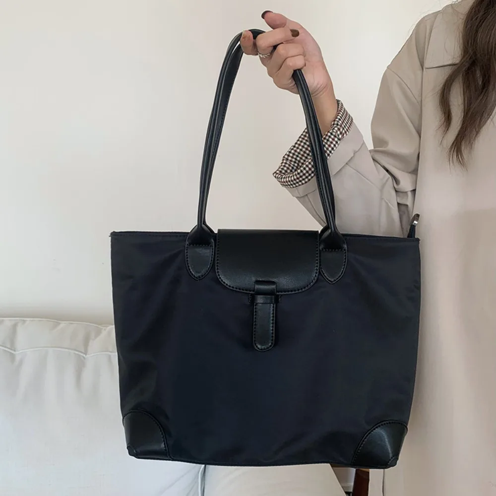 

Office Worker Tote Casual Nylon Shoulder Bag Lightweight Korean Style Nylon Cloth Tote Bag Zipper Large Capacity Handbag Travel