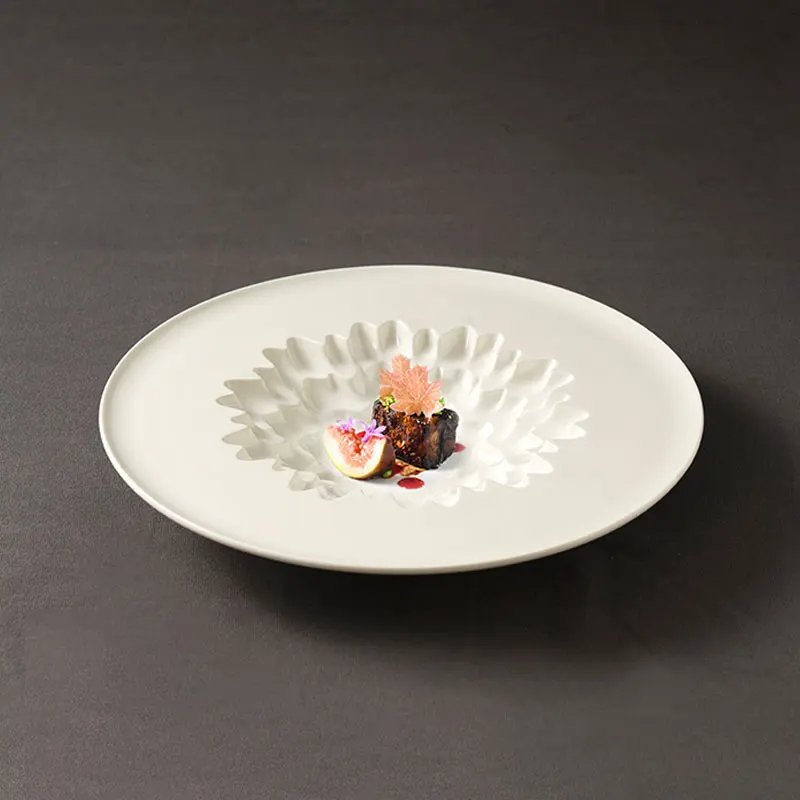 

Stone Pattern Ceramic Dinner Plate Restaurant Dessert Plate Pasta Plate Salad Plates Molecular Cooking Specialty Tableware
