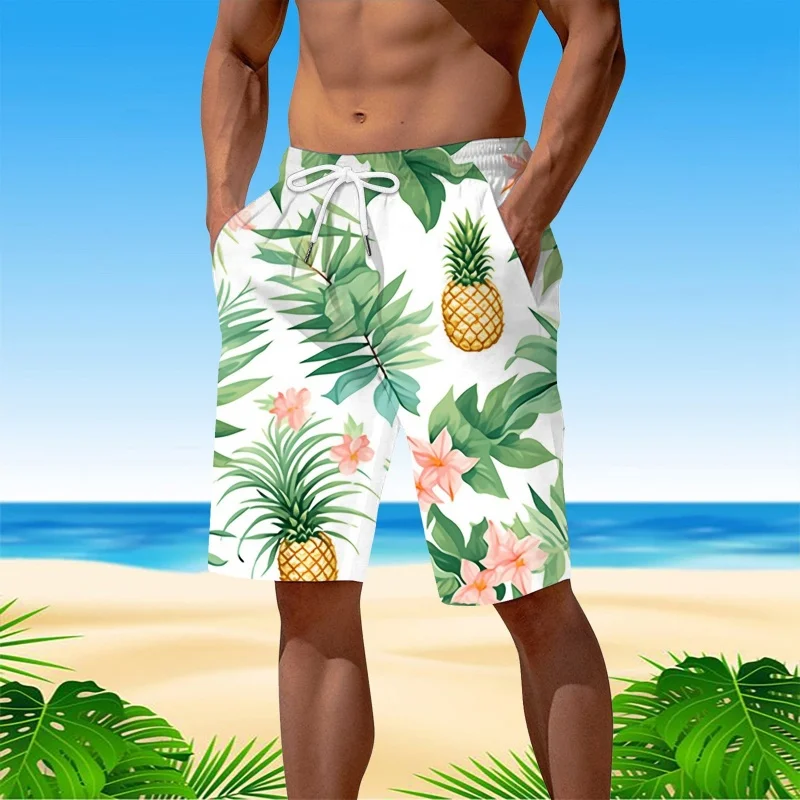 3d impresso flor abacaxi calças curtas homens coco borboleta padrão troncos de natação casual banho praia esportes surf board shorts