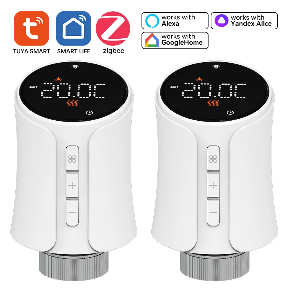 Smart Radiator Thermostat Valve Zigbee TRV Tuya Smart Life APP Voice Control Group Control Zone Heating Digital Display