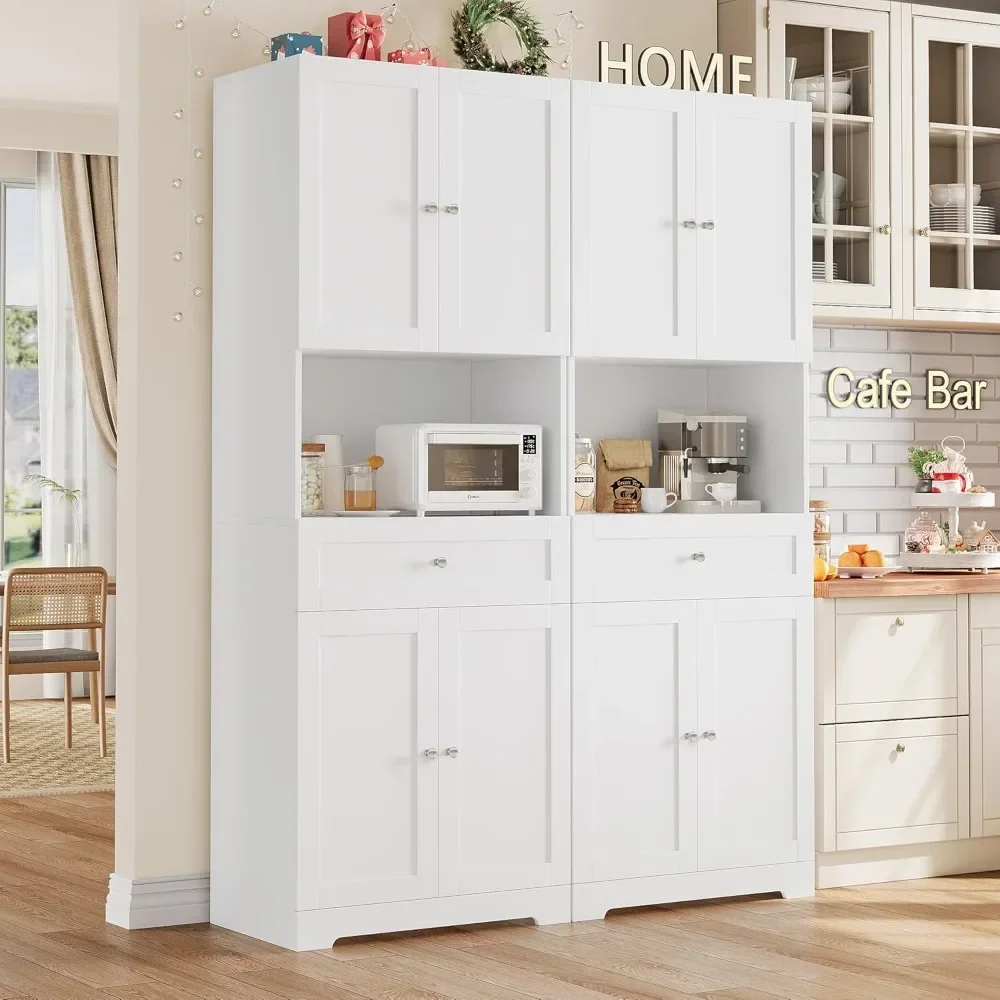 Gabinete alto de almacenamiento para despensa de cocina, 2 uds., con puertas y estantes, gabinetes de cocina con cajón de almacenamiento y mueble de Bar