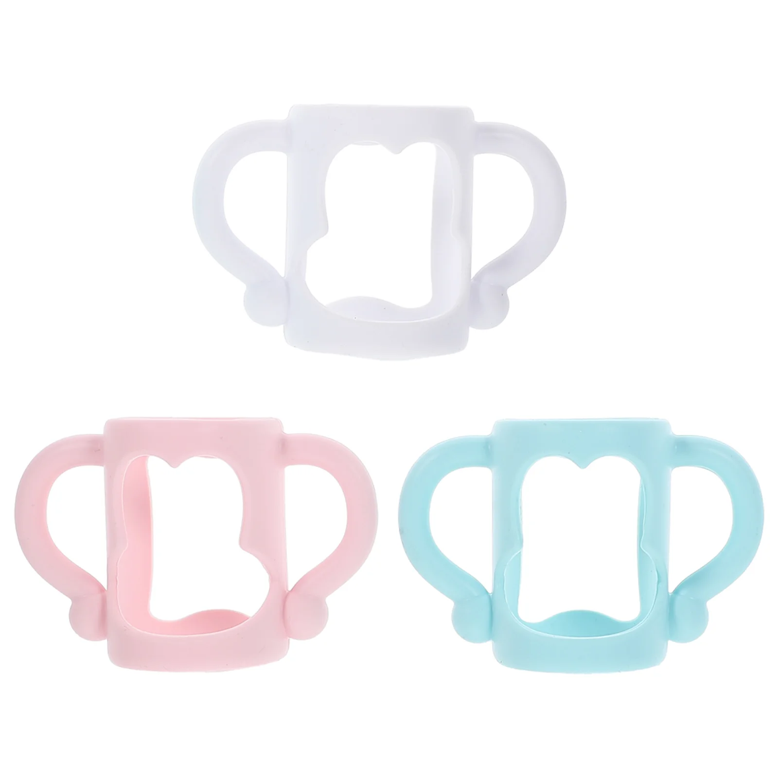 3 Pcs Wide Mouth Bottle Handle Baby Silica Gel Soft Feeding Bottles Handles for Toddler