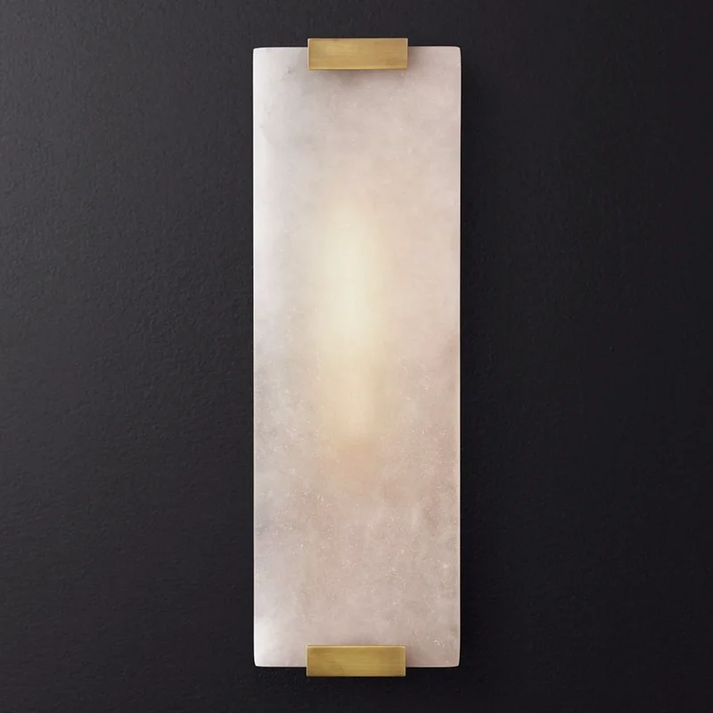 Rectangle Natural Marble LED Wall Lights Copper Foyer Bedside Aisle Indoor Wall Lamp Gold Black Sconce Dropshipping