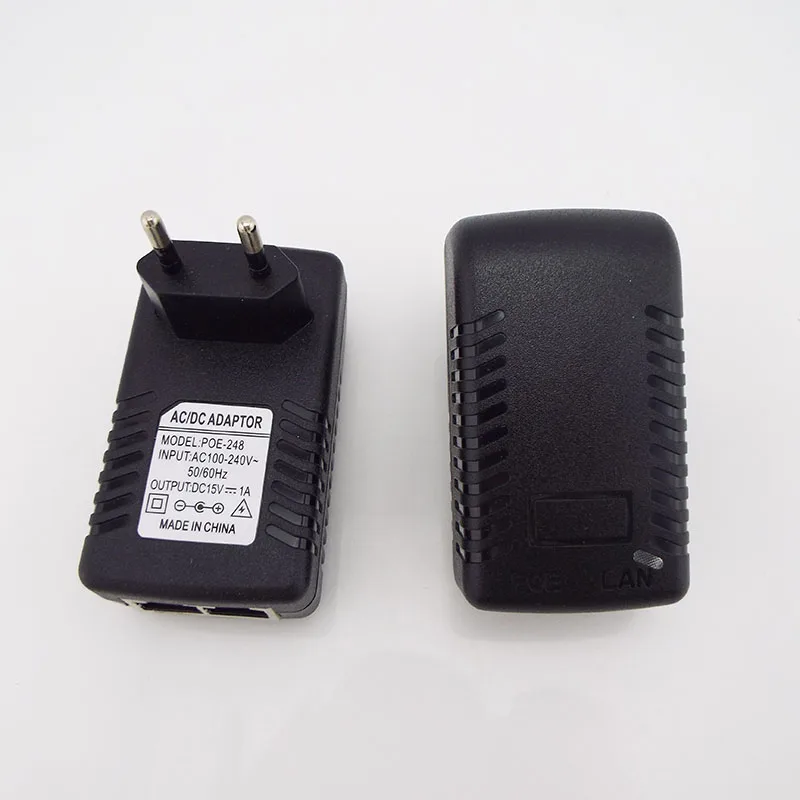 CCTV Security Surveillance PoE Power Supply 15V 1A POE Wall Plug POE Injector Ethernet Adapter IP Camera Phone US EU Plug D6