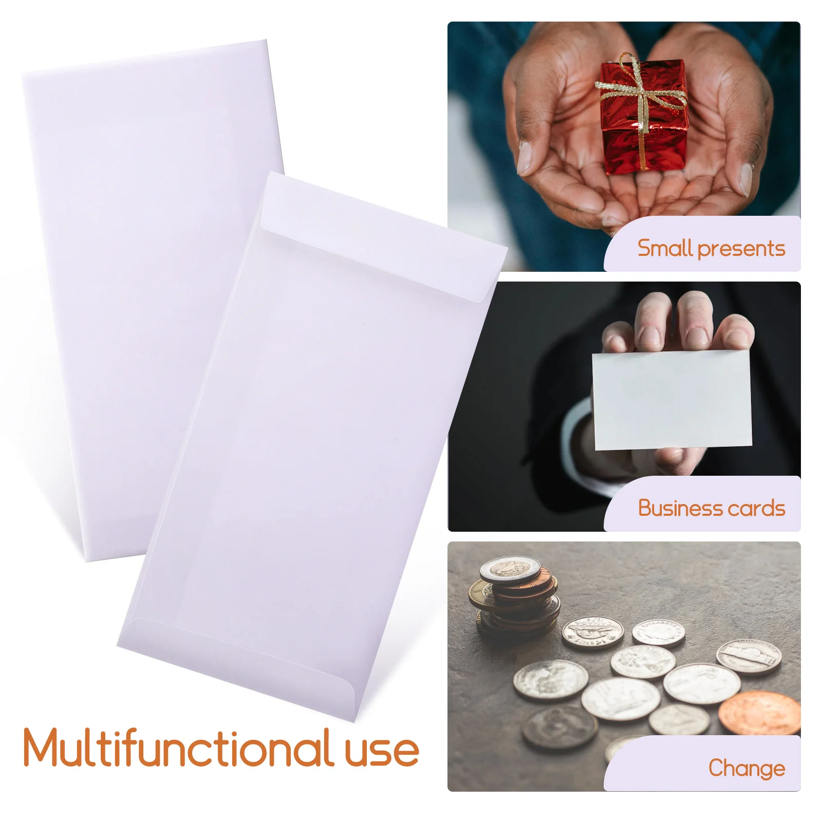 60 قطعة مغلفات العملة سعة كبيرة الذاتي ختم ورقة البريدية لتخزين المال بطاقات الهدايا دعوات رسائل الأعمال مريحة