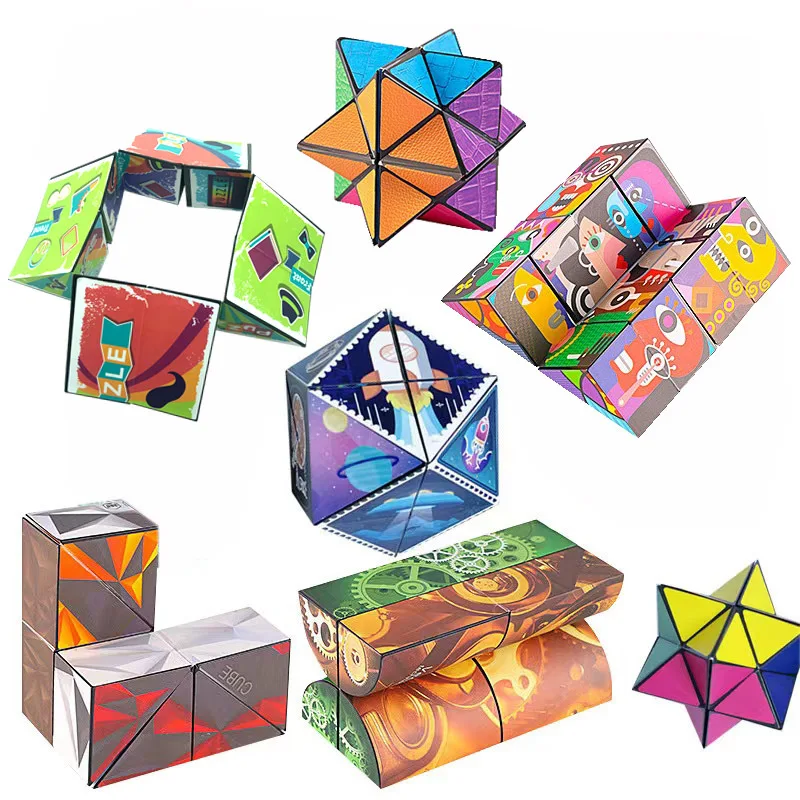 Shape Shifting Box Geometric Changeable Magnetic Magic Cube 3D Decompression Hand Flip Puzzle Kids Reliever Fidget Toy