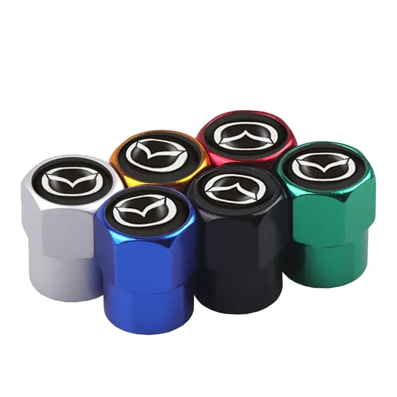 4pcs Car Wheel Tire Valve Caps Stem Case With Logo Auto Styling For Mazda 2 3 6 5 Axela Atenza CX 5 CX3 323 Emblems Accessories