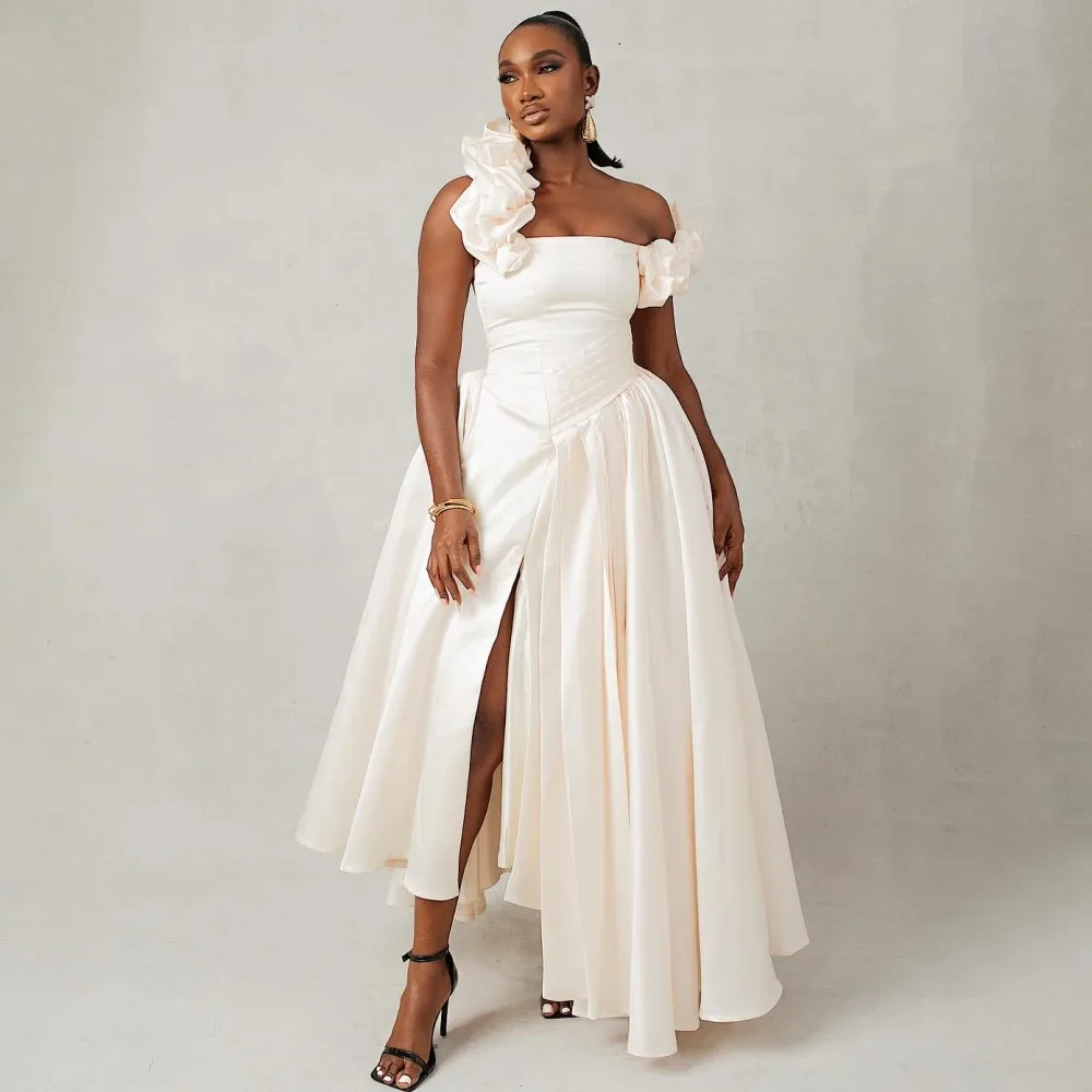 Ivory Satin Prom Dr… - image