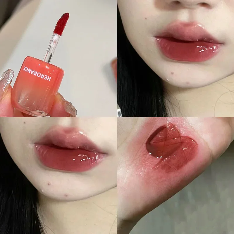 Jelly Mirror Water Lip Glaze Waterproof Moisturize Sexy Red Lip Tint Lipstick Makeup Lasting Non-stick Cup Lip Gloss Cosmetics