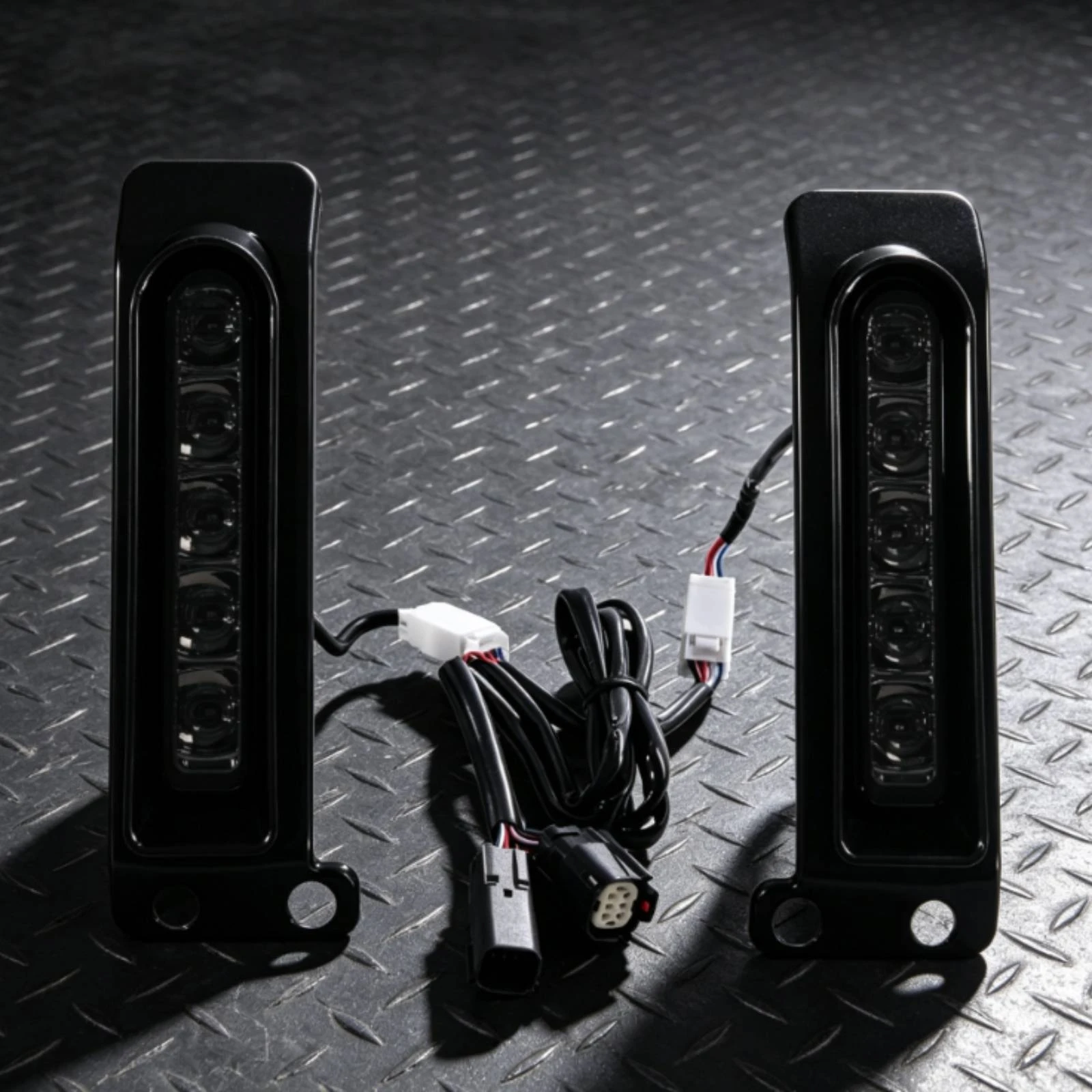 LED Motorcycle Lights Slim Motorcycle Lights with Wiring Harness Wiring Harness with Plugs Black Weatherproof