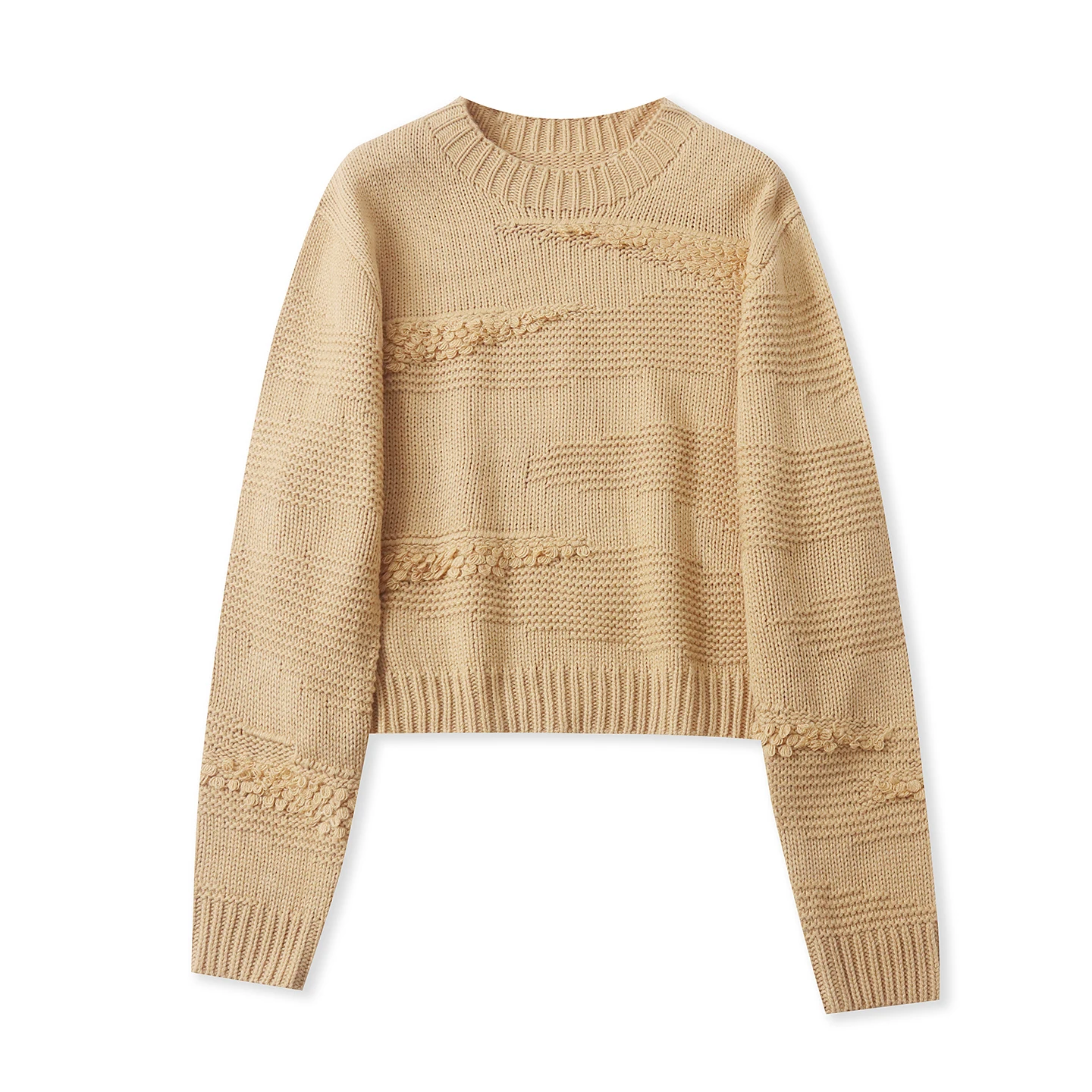 秋冬レディースカジュアルラウンドネックセーター多用途高品質ソフトスプライスニットセーター快適ポリエステルアクリル