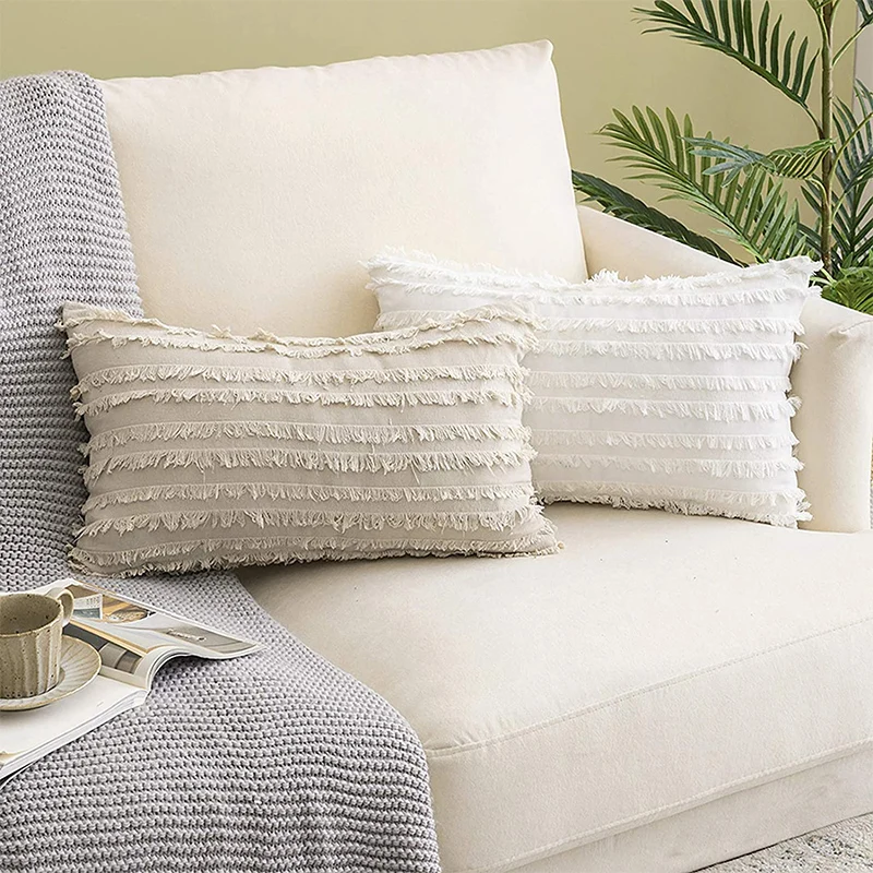 Embrace Pillowcase 30*50 Solid Color Cotton Stripe Modern Home Nordic Wind Sand Hair Office Decoration Comfortable Cushion Cover