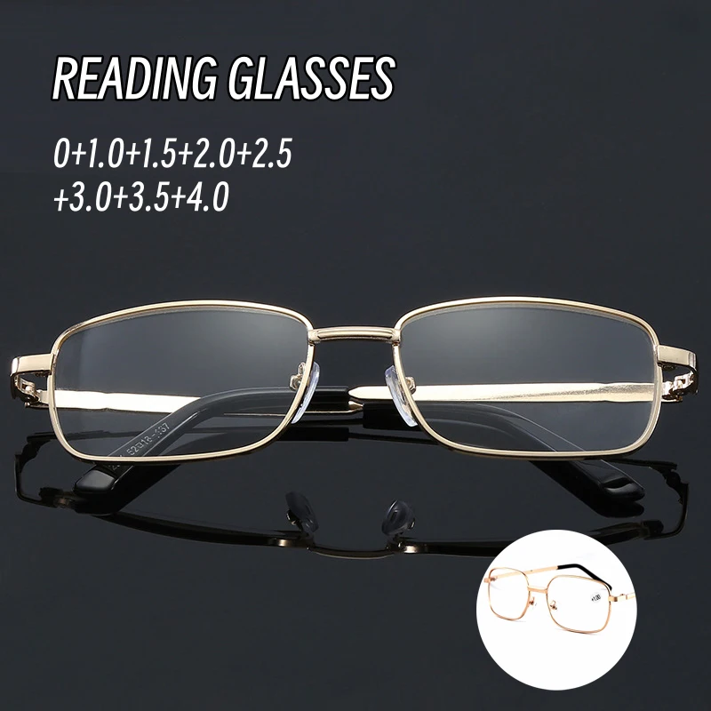 

Metal Square Frame Reading Glasses High Definition Anti Blue Light Presbyopia Glasses Vintage Far Sight Eyewear 0 To +4.0