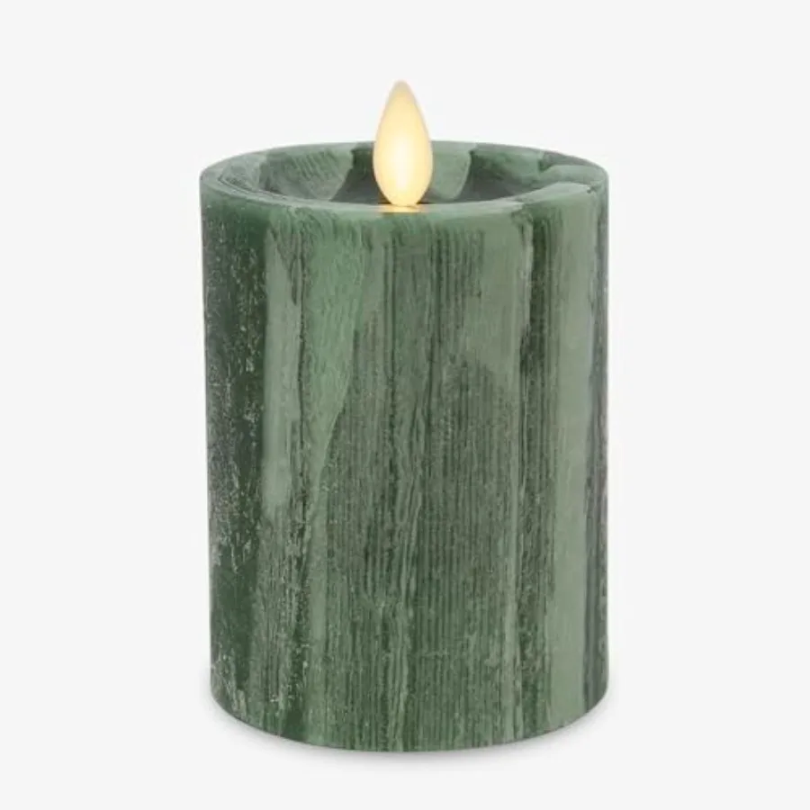 

Selenite Looking Flameless Candle Holiday Battery Operated Real Wax Moving Flame LED Pillar w/Timer Home Decor Unscented