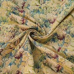 Oil Painting Style Flower Yarn Dyed Jacquard Fabric Retro Women's Dress Bag Decorative Sewing Fabric