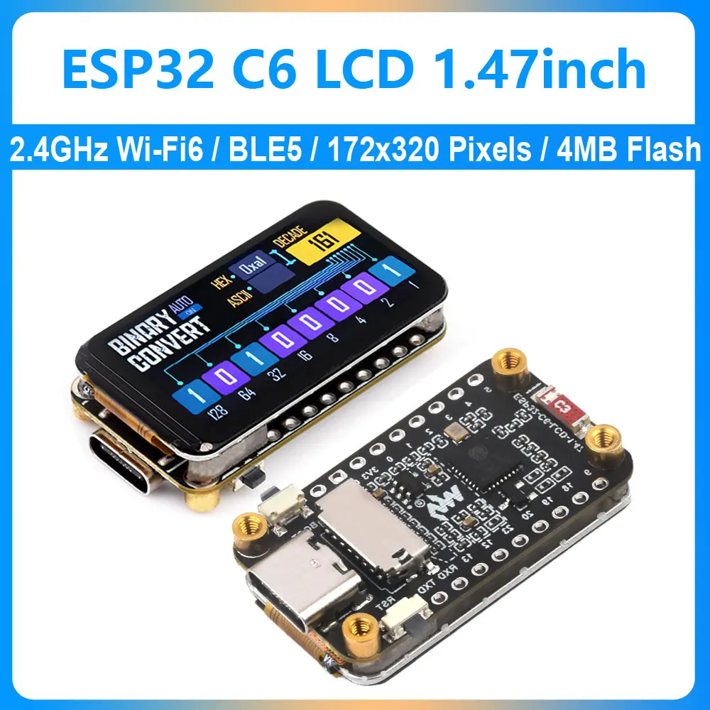 Płytka rozwojowa ESP32 C6 262K kolorów ST7789 1,47-calowy wyświetlacz LCD dla Arduino WiFi6/BT/LVGL/HMI Onborad SD-Port/RGB-LED