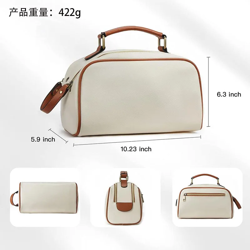 

PU Leather High-Value Makeup Bag Custom Large Capacity Double Zipper Portable Waterproof Toiletry Bag Makeup Organizer
