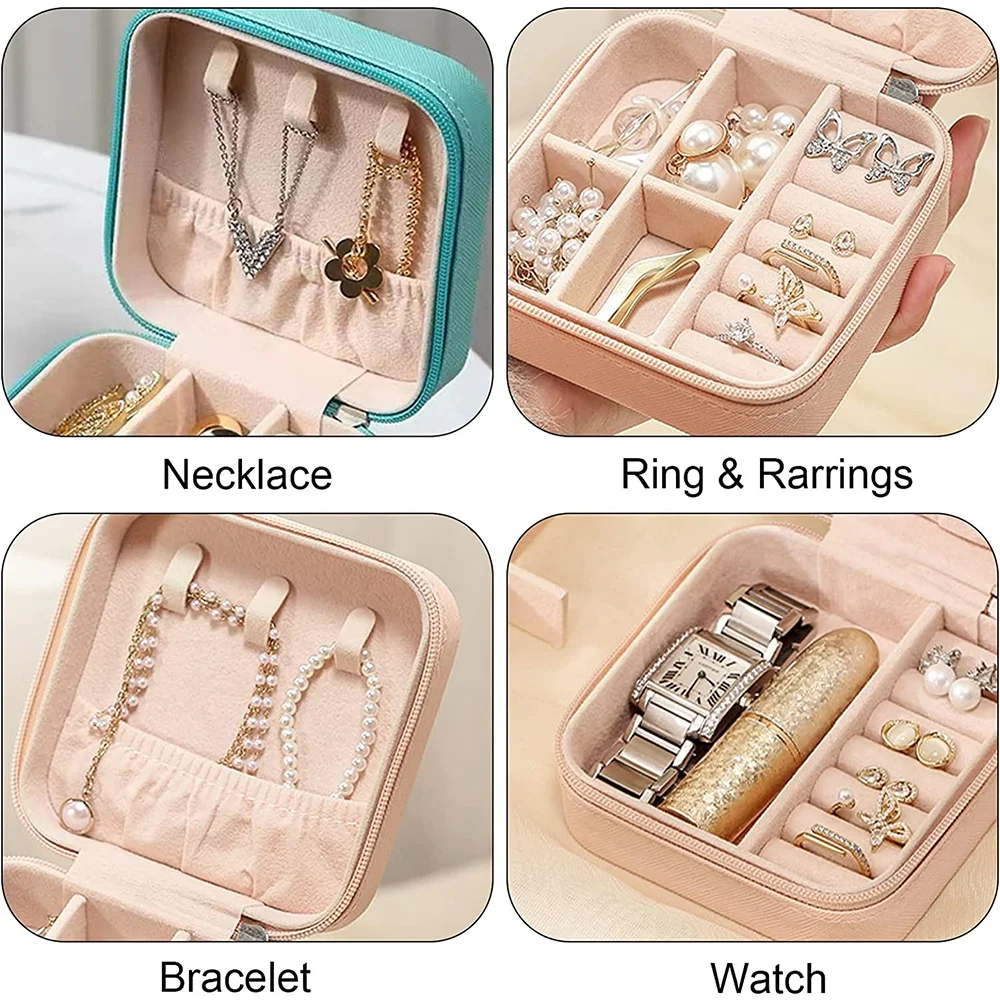 2023 Portable Jewelry Storage Box Jewelry Organizer Display Travel Jewelry Case Boxes Button Leather Waterproof Jewelers Cases