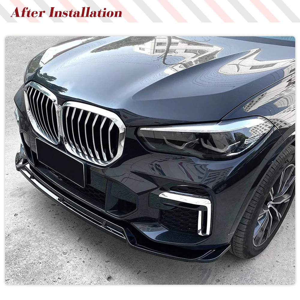 ABS Glossy Black Car Front Bumper Splitters Lip Spoiler for BMW X5 G05 M Sport 2019-2022 Car Front Spoiler Splitters Guards 3PCS