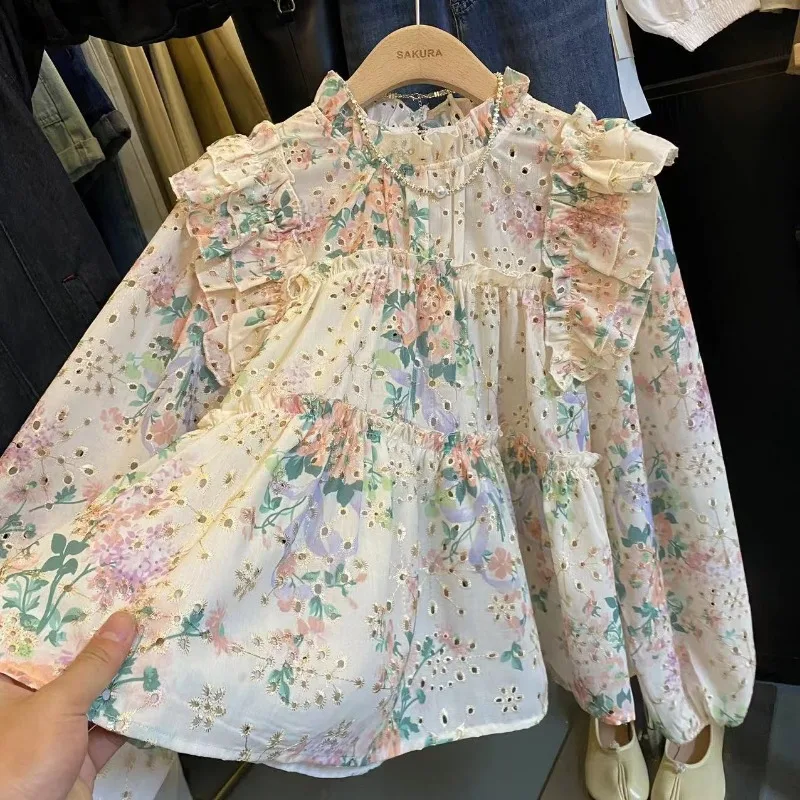 OCEANLOVE Print Floral Women Shirts&blouses Puff Sleeve Spring Summer Blusas Mujer Romantic Korean Fashion Sweet Camisas