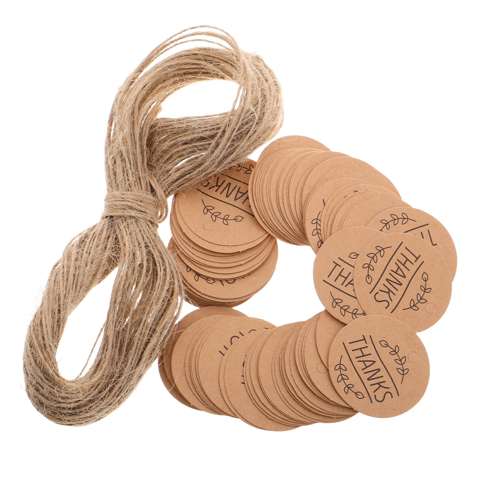 

300pcs Round Kraft Paper With String Elegant Diy Thank You Labels For Wedding Party Packaging Small Business Blank Envelope Box