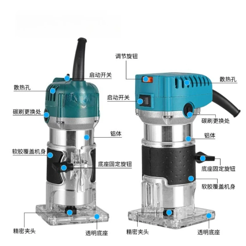 Cordless Lithium Electric Router for Woodworking, Trimming & Slot Cutting Machine for Aluminum Plastic Board
