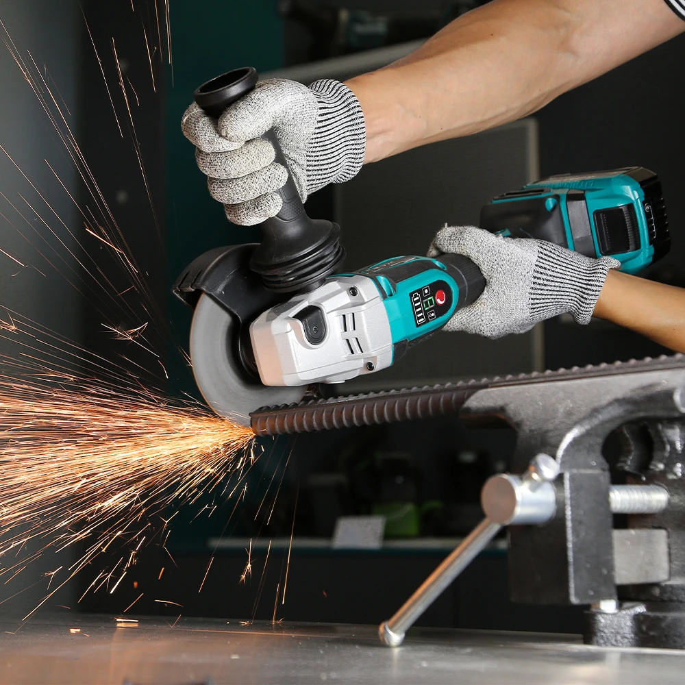 

New Lithium Battery Power Tool 125mm Variable Speed Braking Grinder with Anti-Vibration Handle LCG790-9L Angle Metal Cutting