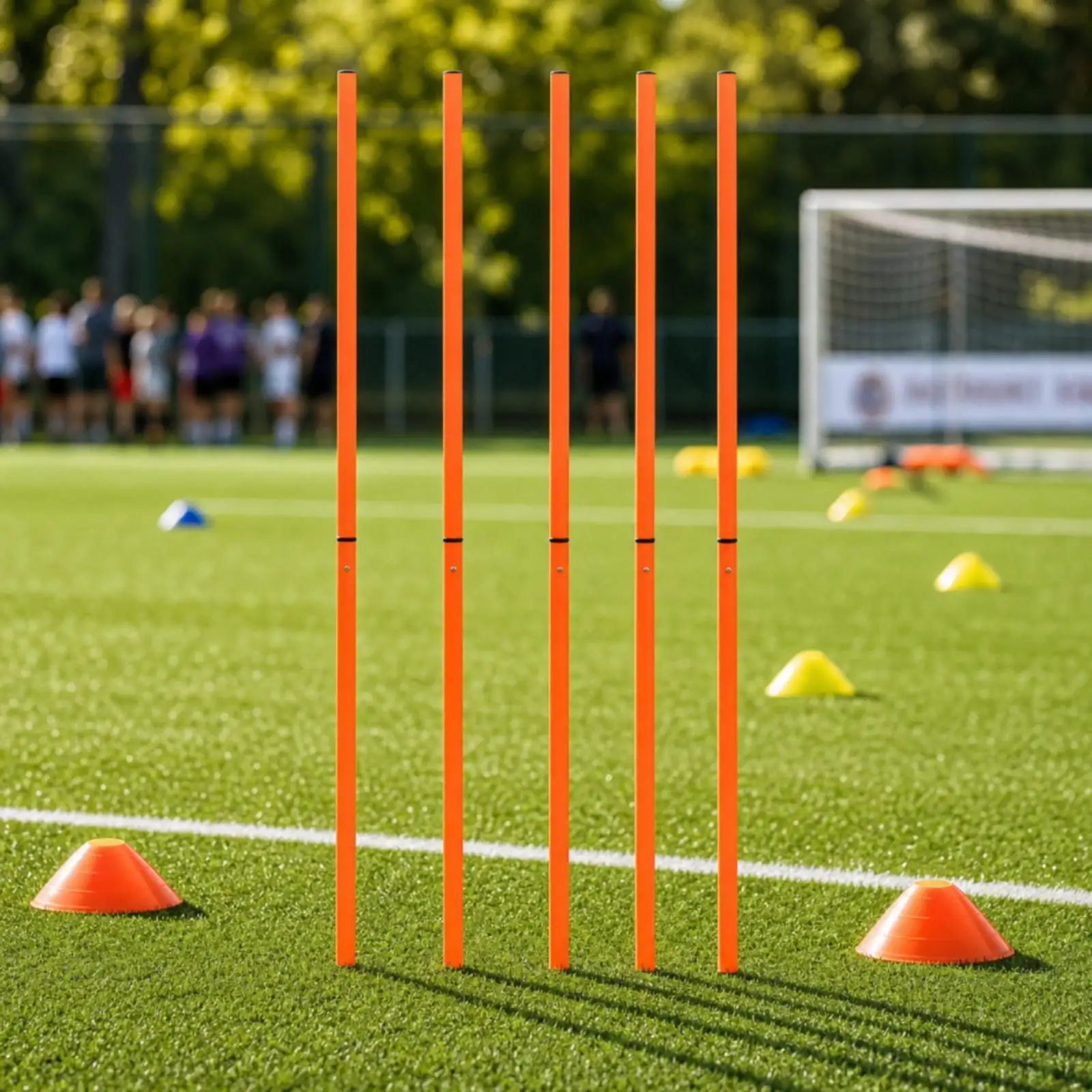 Soccer Agility Training Pole 1.5m Detachable PVC Marker Flag for Dribbling and Pace Control Drills