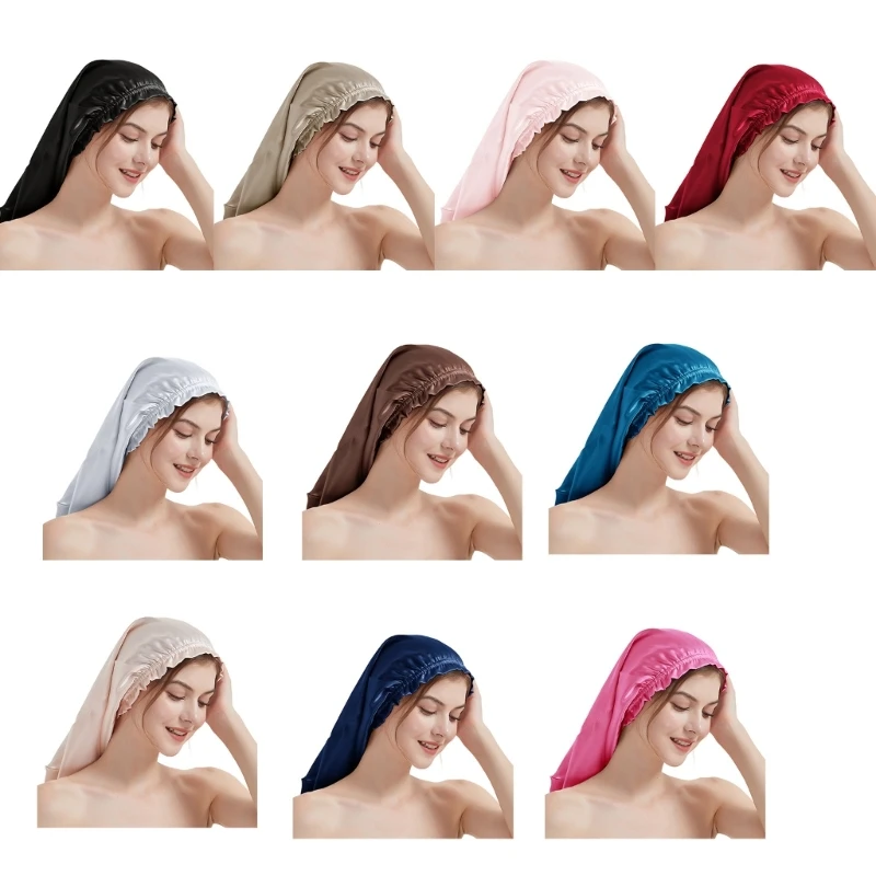 Silk Sleep Hat Ruffled Sleep Bonnet Comfortable Silk Hair Protecting Hat Comfortable Hair Protecting