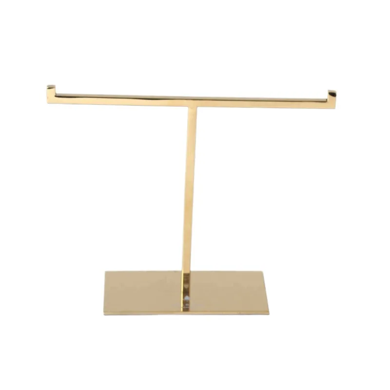Polished Gold T-Rod Keychain Display Stand Rotary Metal Keychain Bracket