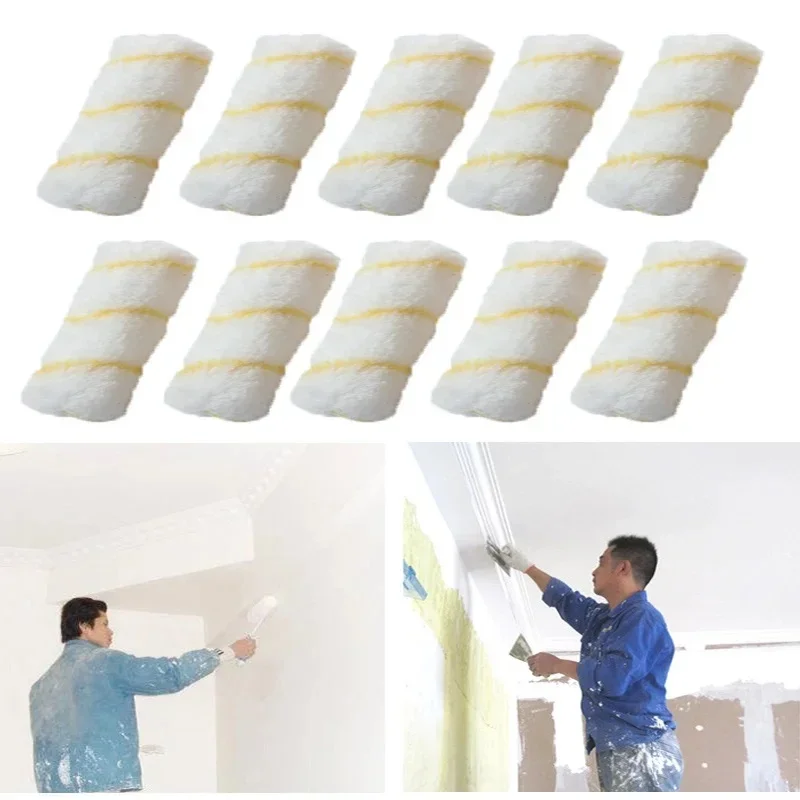 

10pcs Paint Roller Brush Dense Bristles Latex Paint Roller For Painting Walls, Cabinets, Doors, Fences
